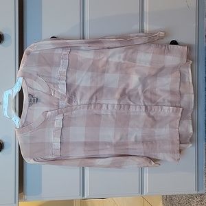 Pink and white check blouse